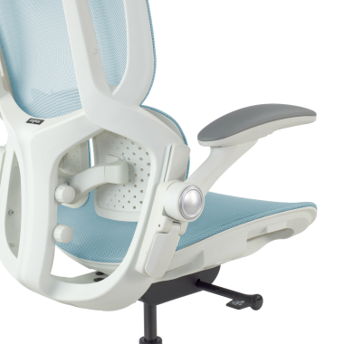 ergonomic chair white blue erghos one with headrest mesh 3d adjustable armrests double lumbar support headrest 14