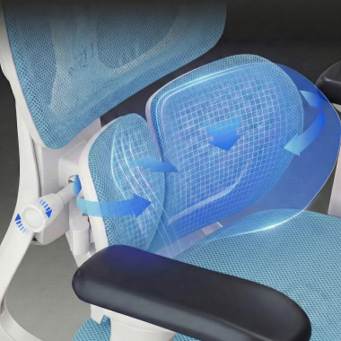 ergonomic chair white blue erghos one with headrest mesh 3d adjustable armrests double lumbar support headrest 8