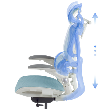 ergonomic chair white blue erghos one with headrest mesh 3d adjustable armrests double lumbar support headrest 9