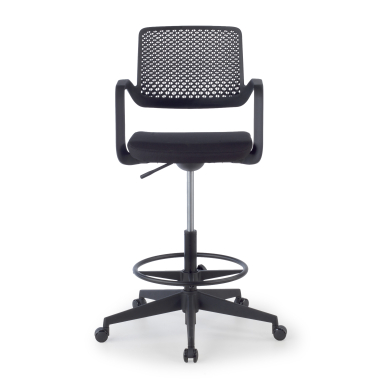 stool black office stool fabric fixed armrests 3