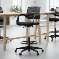 Office stool with armrests Basel, upholstered seat