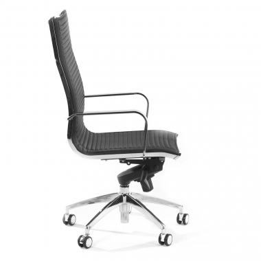 office chair black chromed frame faux leather synthetic leather fixed armrests 4