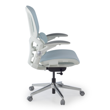 ergonomic chair white blue erghos one without headrest mesh 3d adjustable armrests double lumbar support 3