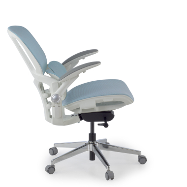ergonomic chair white blue erghos one without headrest mesh 3d adjustable armrests double lumbar support 4