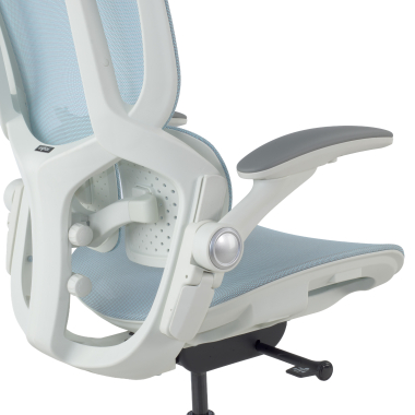 ergonomic chair white blue erghos one without headrest mesh 3d adjustable armrests double lumbar support 14