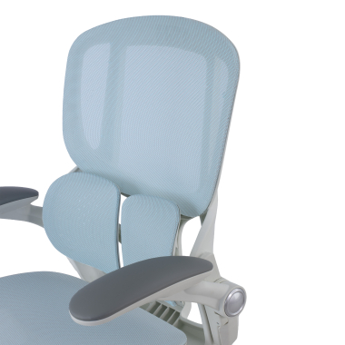 ergonomic chair white blue erghos one without headrest mesh 3d adjustable armrests double lumbar support 15