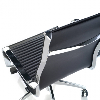 office chair black chromed frame faux leather synthetic leather fixed armrests 5