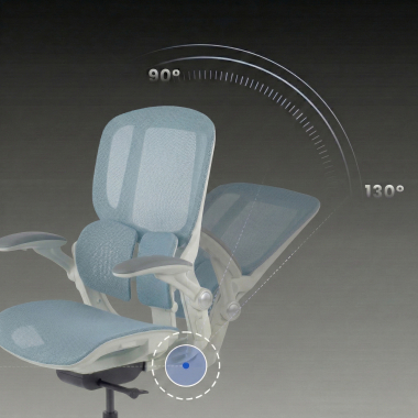 ergonomic chair white blue erghos one without headrest mesh 3d adjustable armrests double lumbar support 9