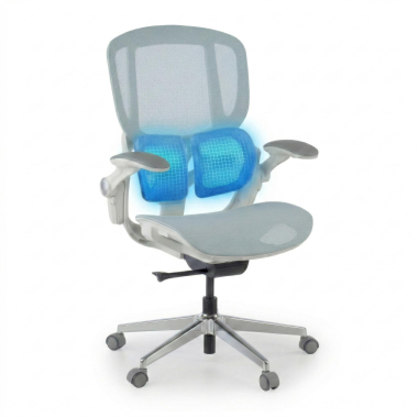 ergonomic chair white blue erghos one without headrest mesh 3d adjustable armrests double lumbar support 6