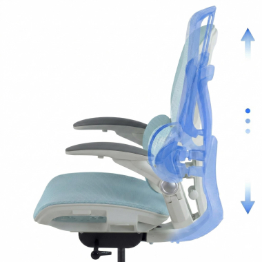 ergonomic chair white blue erghos one without headrest mesh 3d adjustable armrests double lumbar support 8