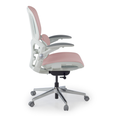 ergonomic chair white pink erghos one without headrest mesh 3d adjustable armrests double lumbar support 3