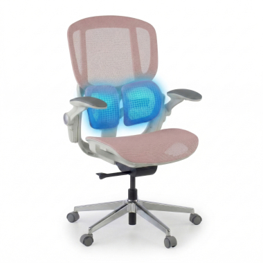 ergonomic chair white pink erghos one without headrest mesh 3d adjustable armrests double lumbar support 6