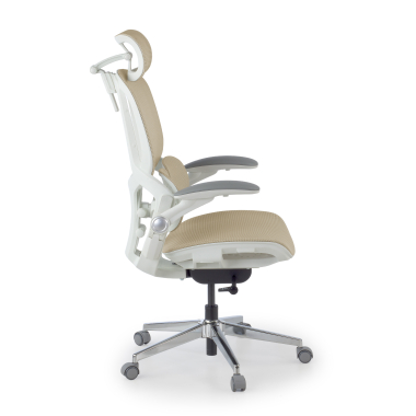 ergonomic chair beige erghos one with headrest mesh 3d adjustable armrests double lumbar support headrest 3