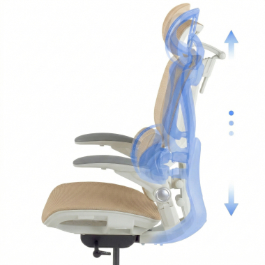 ergonomic chair beige erghos one with headrest mesh 3d adjustable armrests double lumbar support headrest 10