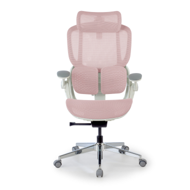 ergonomic chair white pink erghos one with headrest mesh 3d adjustable armrests double lumbar support headrest 7