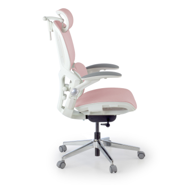 ergonomic chair white pink erghos one with headrest mesh 3d adjustable armrests double lumbar support headrest 3