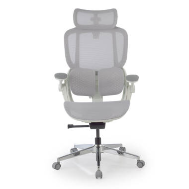ergonomic chair white grey erghos one with headrest mesh 3d adjustable armrests double lumbar support headrest 11