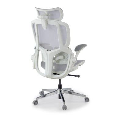 ergonomic chair white grey erghos one with headrest mesh 3d adjustable armrests double lumbar support headrest 5