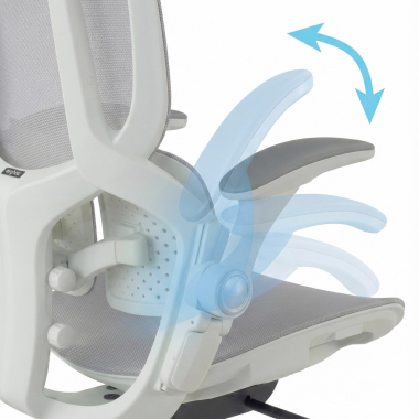 ergonomic chair white grey erghos one with headrest mesh 3d adjustable armrests double lumbar support headrest 6