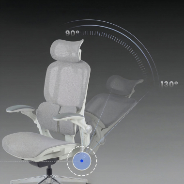 ergonomic chair white grey erghos one with headrest mesh 3d adjustable armrests double lumbar support headrest 9