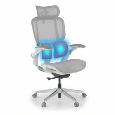 ergonomic chair white grey erghos one with headrest mesh 3d adjustable armrests double lumbar support headrest 7
