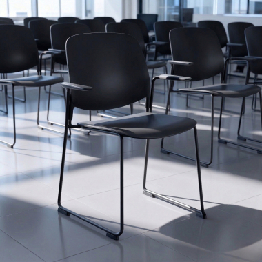 visitor chair black with arms plastic fixed armrests 2