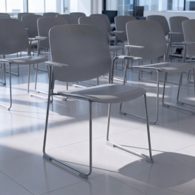 visitor chair gray with arms plastic fixed armrests 2