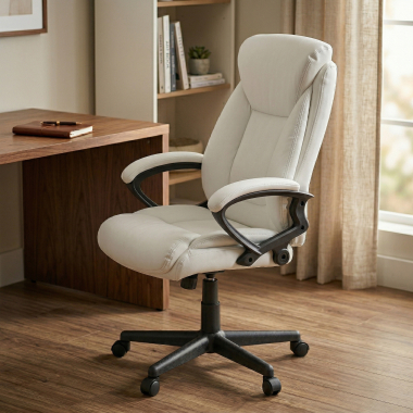 office chair white denis synthetic leather upholstered armrests 2