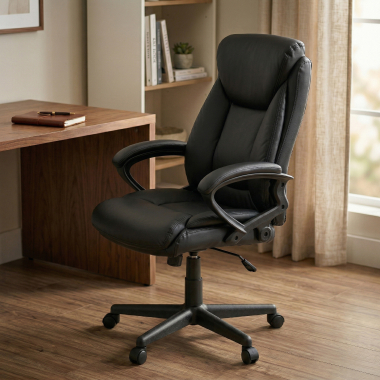 office chair black denis synthetic leather upholstered armrests 2
