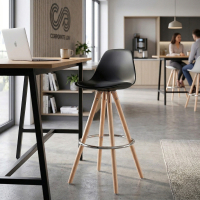 Bar Stool Norway with Wooden Legs, Scandinavian Design