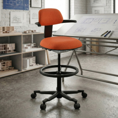 office stool orange erghos fabric no armrests 2