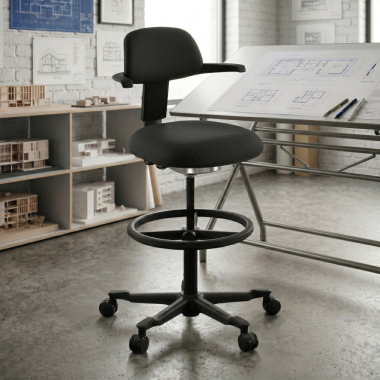 office stool black erghos fabric no armrests 2