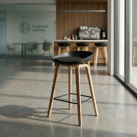 Bar Stool Helsinki with Wooden Legs, Nordic Style
