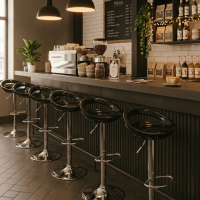 Bar Stool Danko with Plastic Seat, Metal Base and Circular Footrest