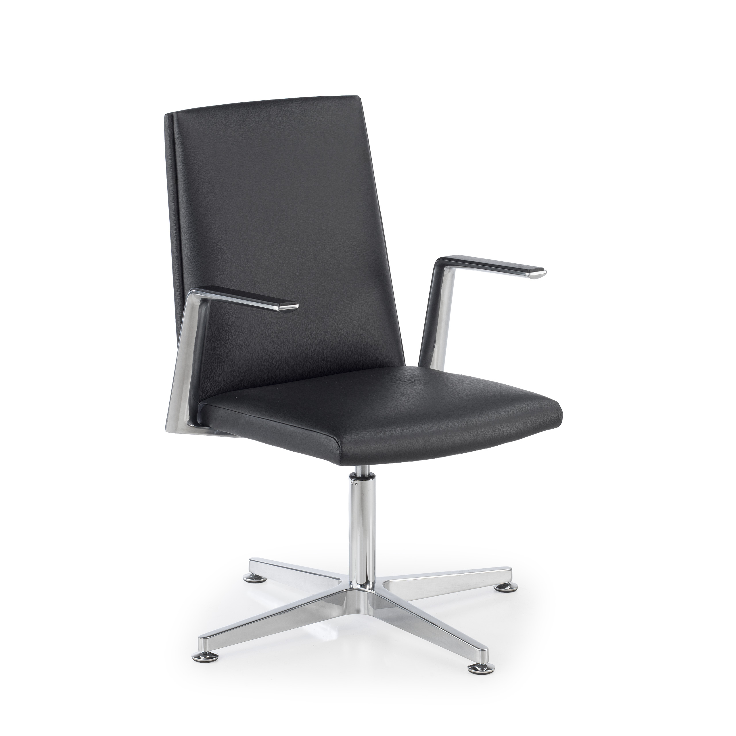 Meeting executive chair Manheim, low backrest, genuine leather, auto-return mechanism