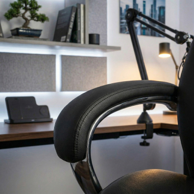 office chair black regent synthetic leather upholstered armrests 11