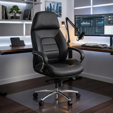 office chair black regent synthetic leather upholstered armrests 2