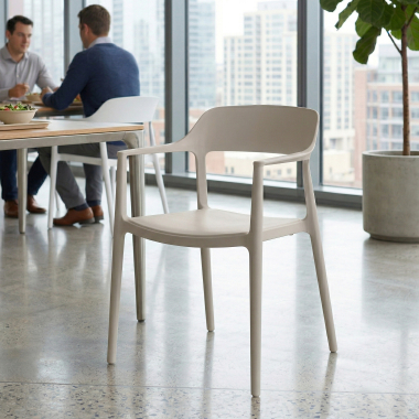 visitor chair beige riga plastic no armrests 2