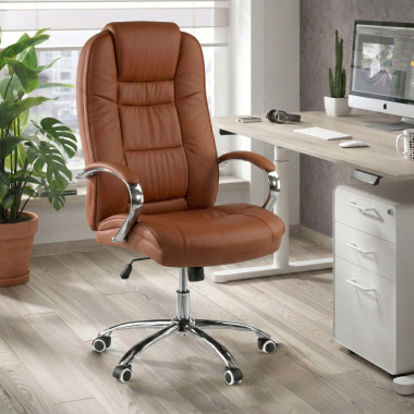 office chair brown adana synthetic leather upholstered armrests 2