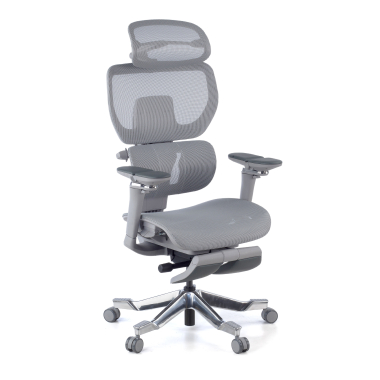 ergonomic chair gray erghos x4 pro mesh 6d adjustable armrests double lumbar support headrest extendable footrest 1