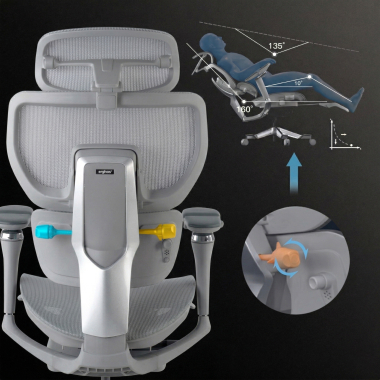 ergonomic chair gray erghos x4 pro mesh 6d adjustable armrests double lumbar support headrest extendable footrest 3
