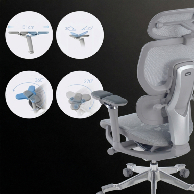 ergonomic chair gray erghos x4 pro mesh 6d adjustable armrests double lumbar support headrest extendable footrest 7