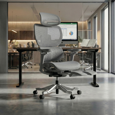 ergonomic chair gray erghos x4 pro mesh 6d adjustable armrests double lumbar support headrest extendable footrest 2
