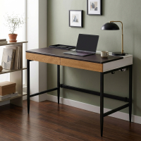 Athena lacquered computer desk, wooden drawers and steel legs