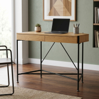 Calypso Computer Desk made of wood and steel legs