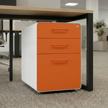desk drawer unit filing cabinet white orange apple 2