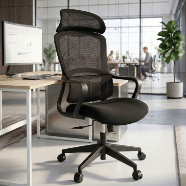 office chair black nebula mesh fixed armrests lumbar support headrest 2