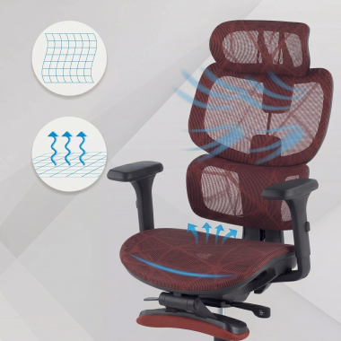 ergonomic chair red every mesh 3d adjustable armrests headrest extendable footrest 6