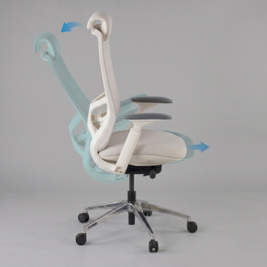 ergonomic chair beige gemini fabric 4d adjustable armrests 6