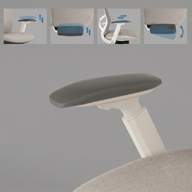ergonomic chair beige gemini fabric 4d adjustable armrests 7